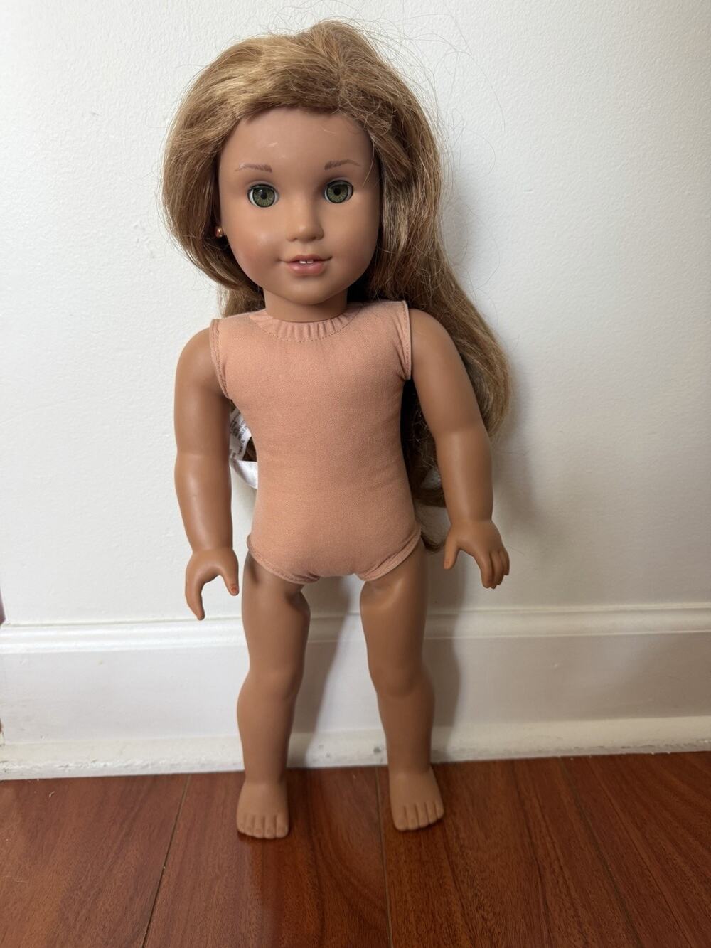 American Girl Truly Me 18” Doll Green Eyes Earrings Light Brown Hair (was cut)